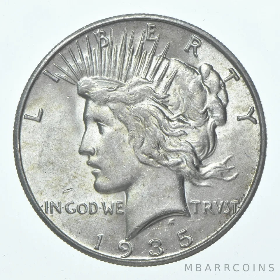 (1) 1935 (P) Choice AU Peace Silver Dollar 90% - CH AU Almost Unc
