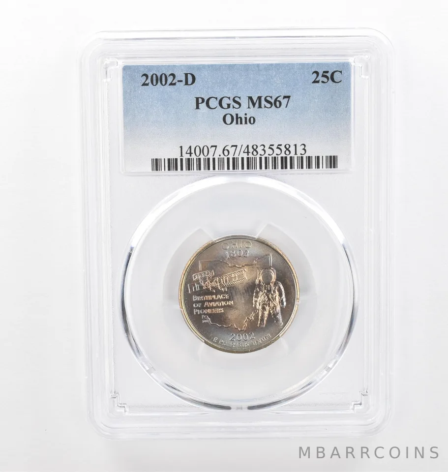2002-D Washington State Quarter Ohio MS67 PCGS Beautiful Tone *2240