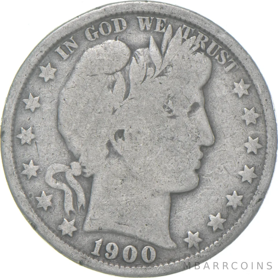 1900 Barber Half Dollar Average Circ 90% Silver
