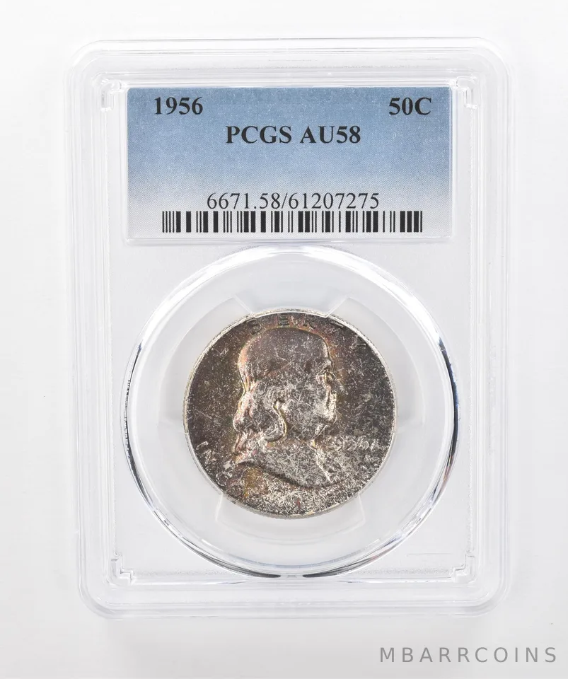 1956 Franklin Half Dollar AU58 PCGS Beautiful Tone *1452