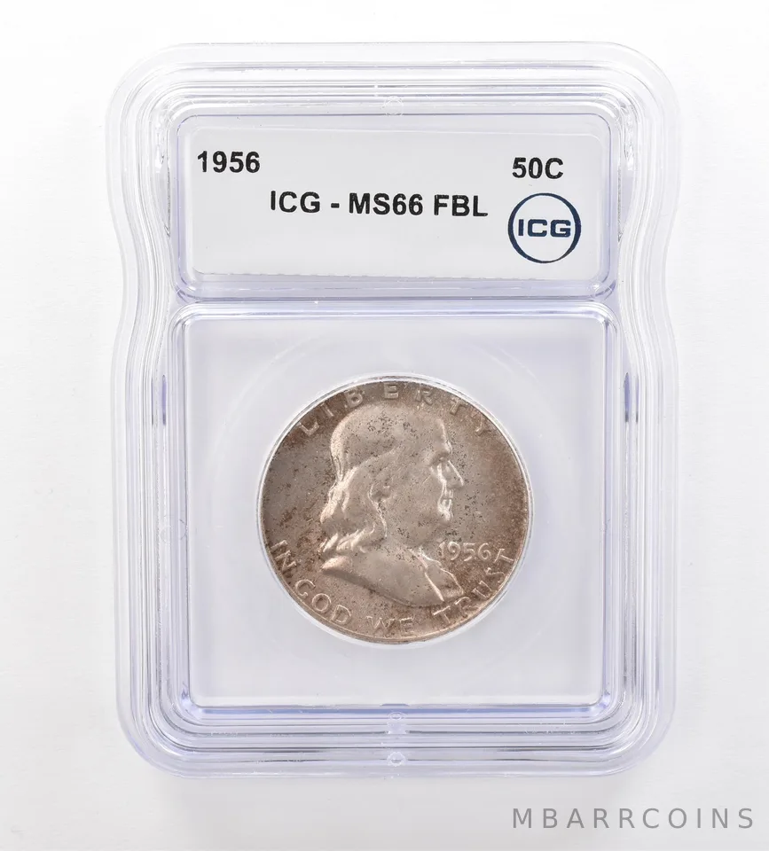 1956 Franklin Half Dollar MS66 FBL ICG Beautiful Tone *7543