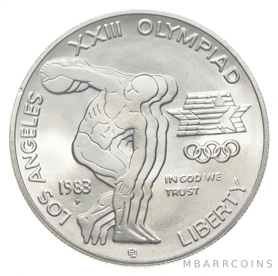 1983 Unc Olympic Discus Commemorative Silver Dollar $1