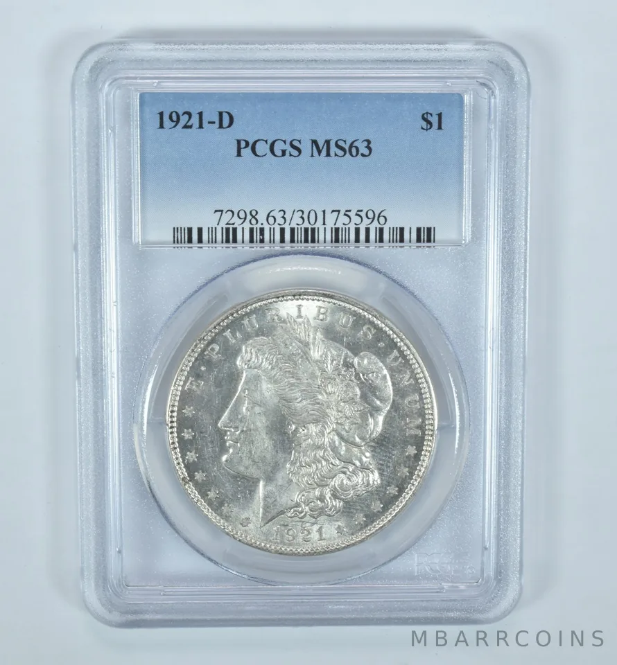 1921-D Morgan Silver Dollar MS63 PCGS Blue Label