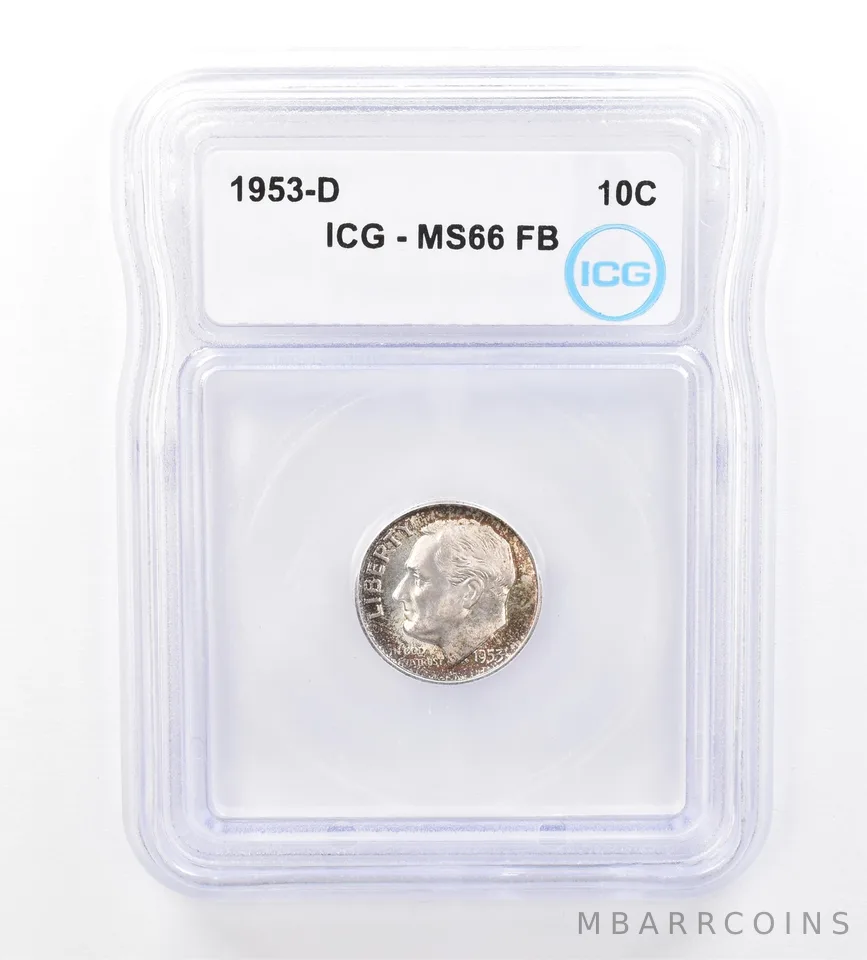 1953-D Roosevelt Dime MS66 FB ICG Beautiful Tone a1615