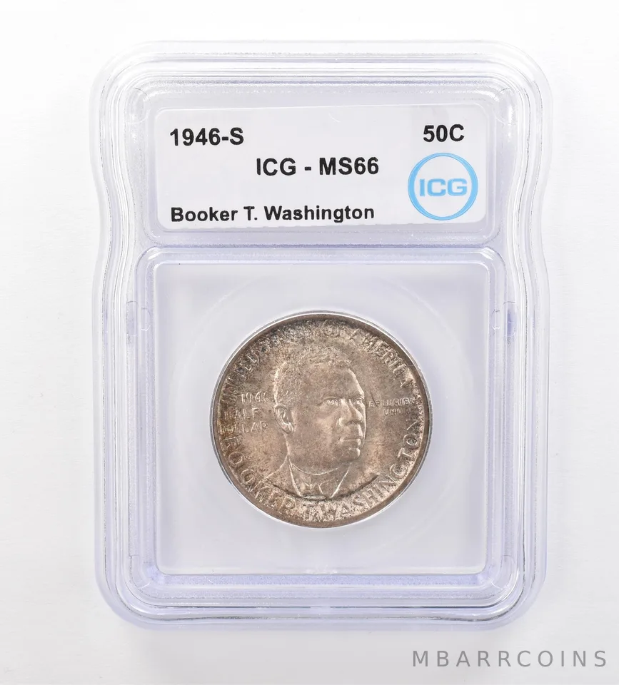 1946-S Booker T Washington Commemorative Half Dollar MS66 ICG Nice Tone *7536