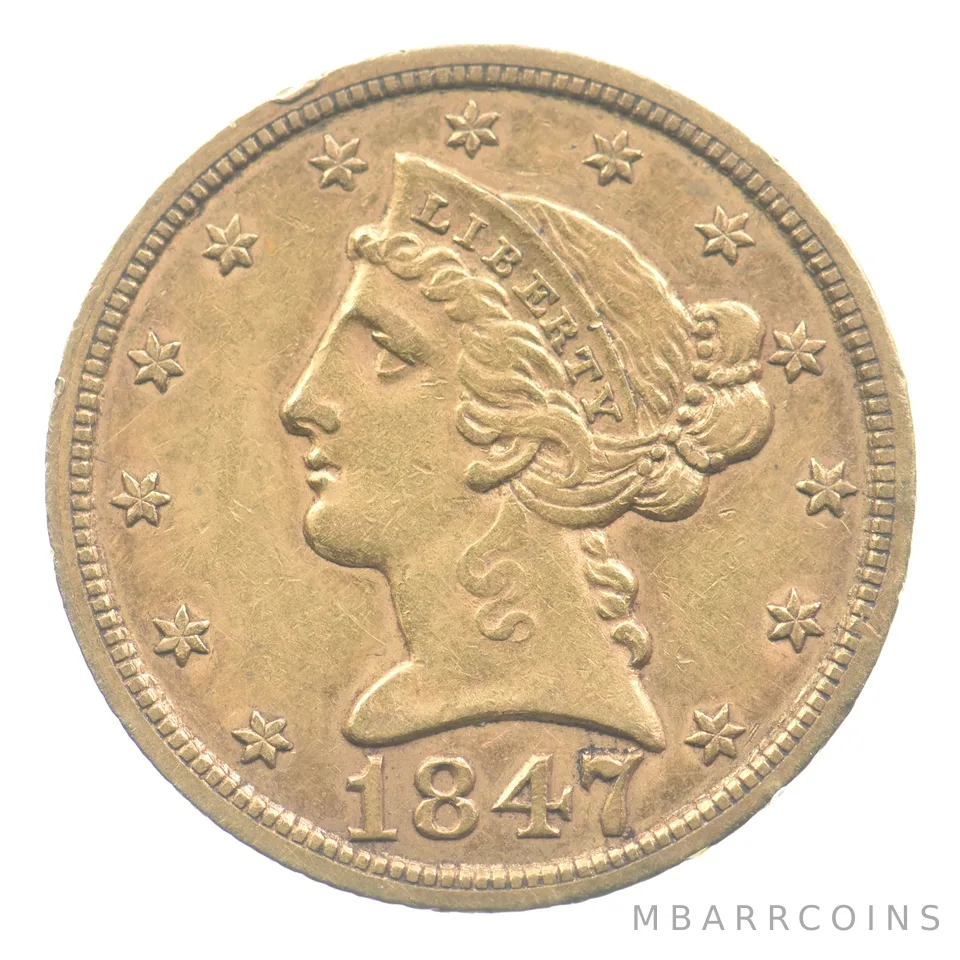 1847 $5 Liberty Head Gold Half Eagle *9429