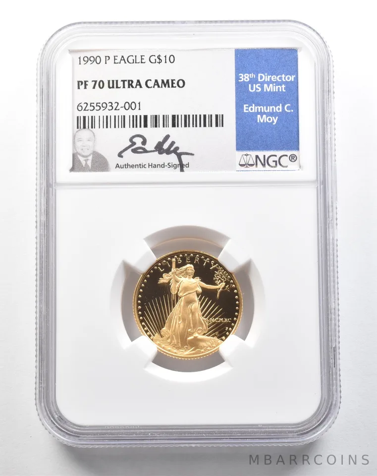 1990-P $10 American Gold Eagle Moy 1/4 Oz Gold PF70 UCAM NGC *3757