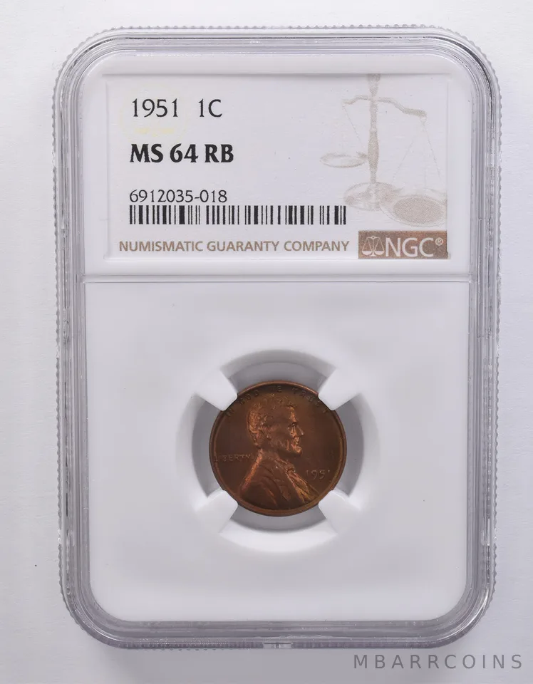 1951 Lincoln Wheat Cent MS64 RB NGC Beautiful Tone *7175