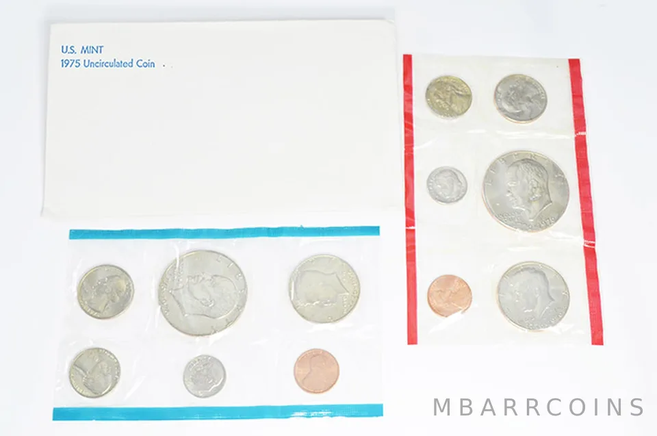 1975 Mint Set with Original Envelope & Flatpacks (12 coins)