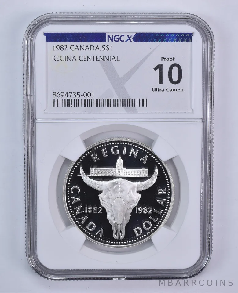 1982 Canada 1 Dollar Silver Regina Centennial Proof 10 UCAM NGC NGCX