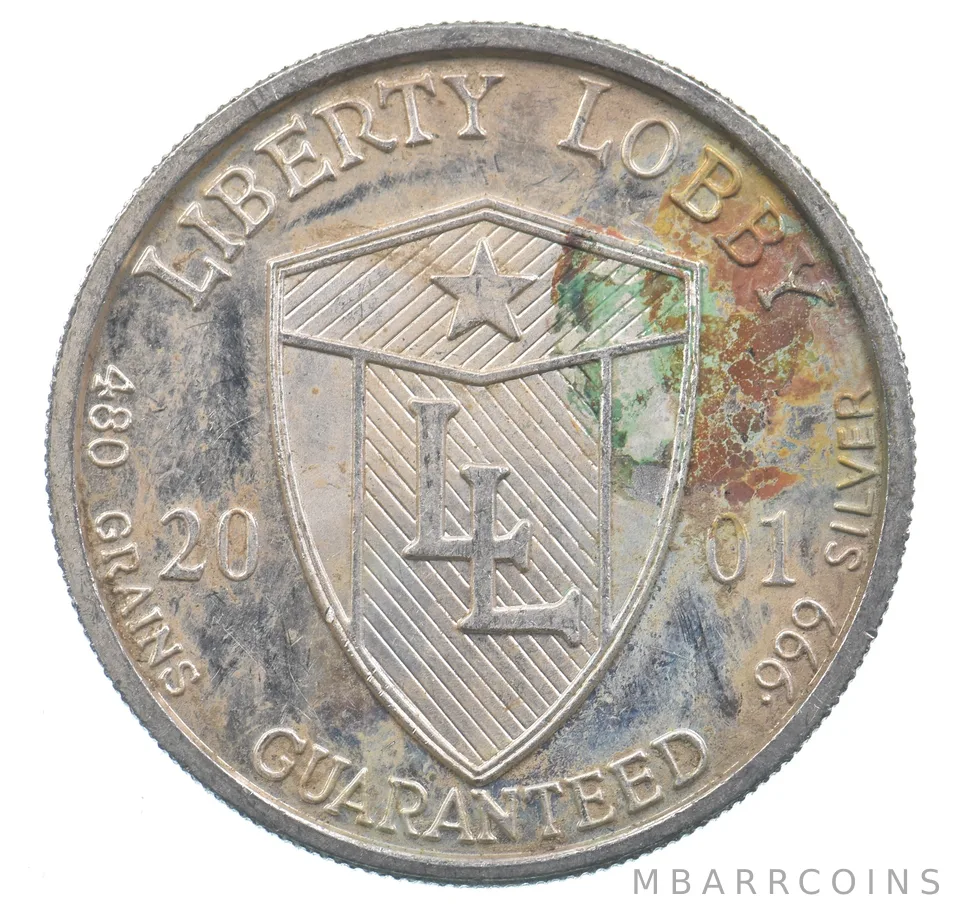 VINTAGE Art Bar/Round Liberty Lobby Sovereignty Jefferson Silver 1 T Oz *166