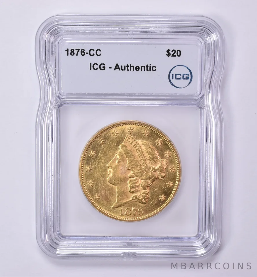 1876-CC $20 Liberty Head Gold Double Eagle Authentic ICG *0497
