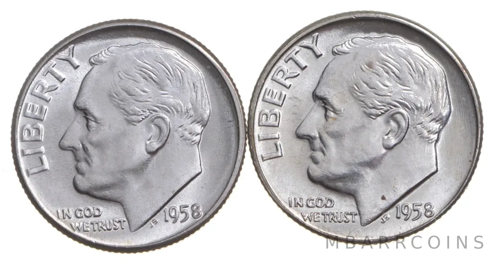 Choice Unc 1958 P+D Roosevelt Dime Gem BU Collection Lot Set