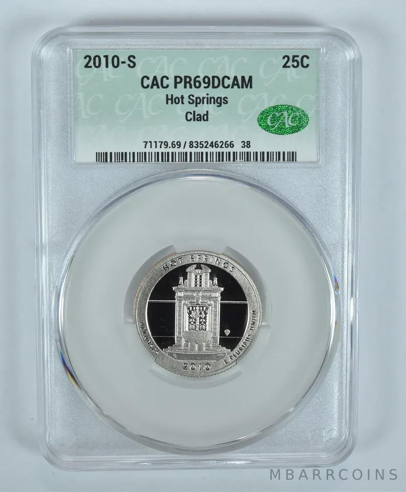 2010-S Washington Quarter Hot Springs CLAD ATB PR69 DCAM CAC CACg