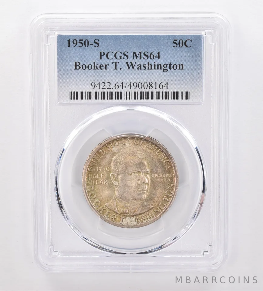 1950-S Booker T Washington Commemorative Half Dollar MS64 PCGS Nice Tone a0053