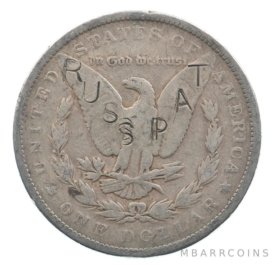 1883 Morgan Silver Dollar Russ Pat Counter Stamped *7292