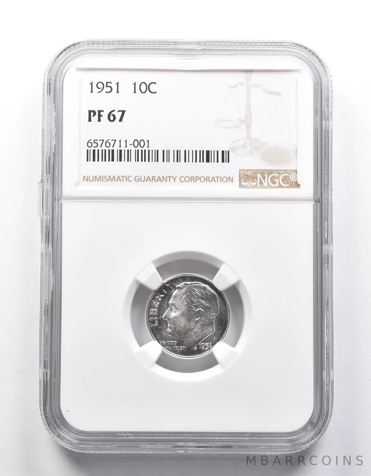 PF67 1951 Roosevelt Dime NGC *9980
