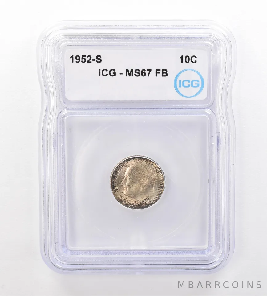 1952-S Roosevelt Dime MS67 FB ICG Beautiful Tone *7524