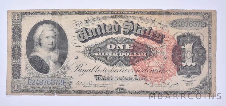 1886 $1 United States Silver Certificate - Large Note a8548