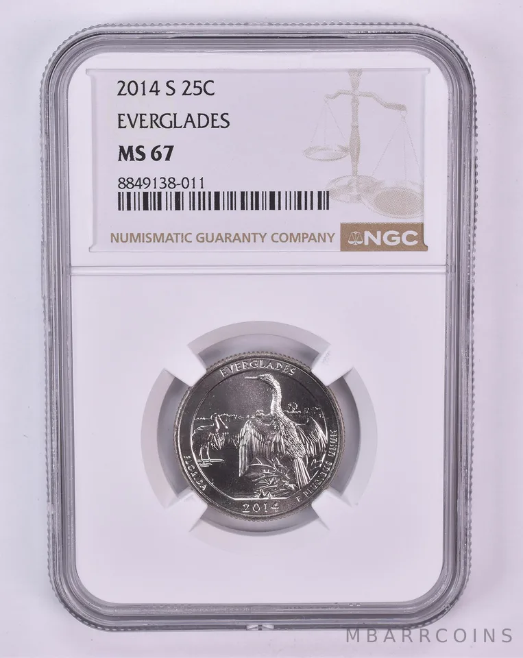 2014-S Washington Quarter Everglades ATB MS67 NGC Brown Label