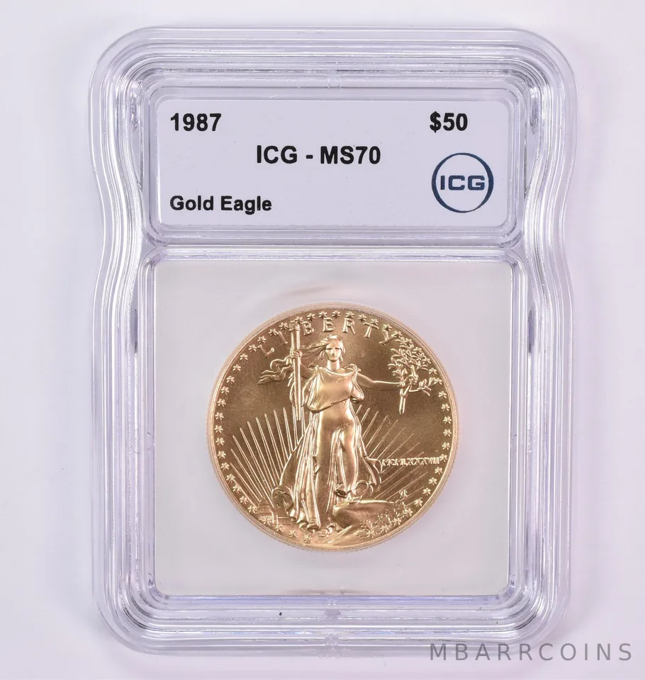 1987 $50 American Gold Eagle 1 Oz Gold MS70 ICG