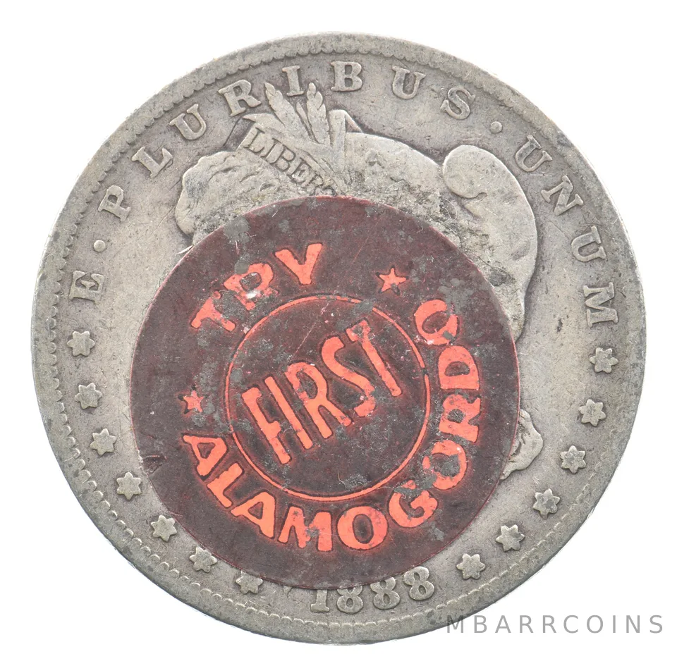 1888-O Morgan Silver Dollar Alamogordo Payroll Dollar Sticker *9570