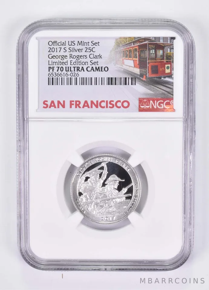 2017-S Silver PF70 George Rogers Clark Quarter NGC Limited Edition