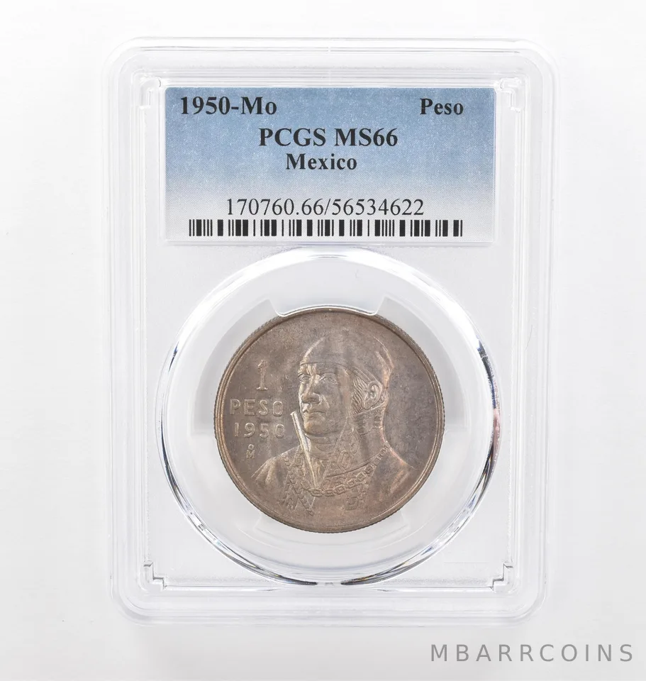 1950 Mo Mexico Peso MS66 PCGS Beautiful Tone *2126