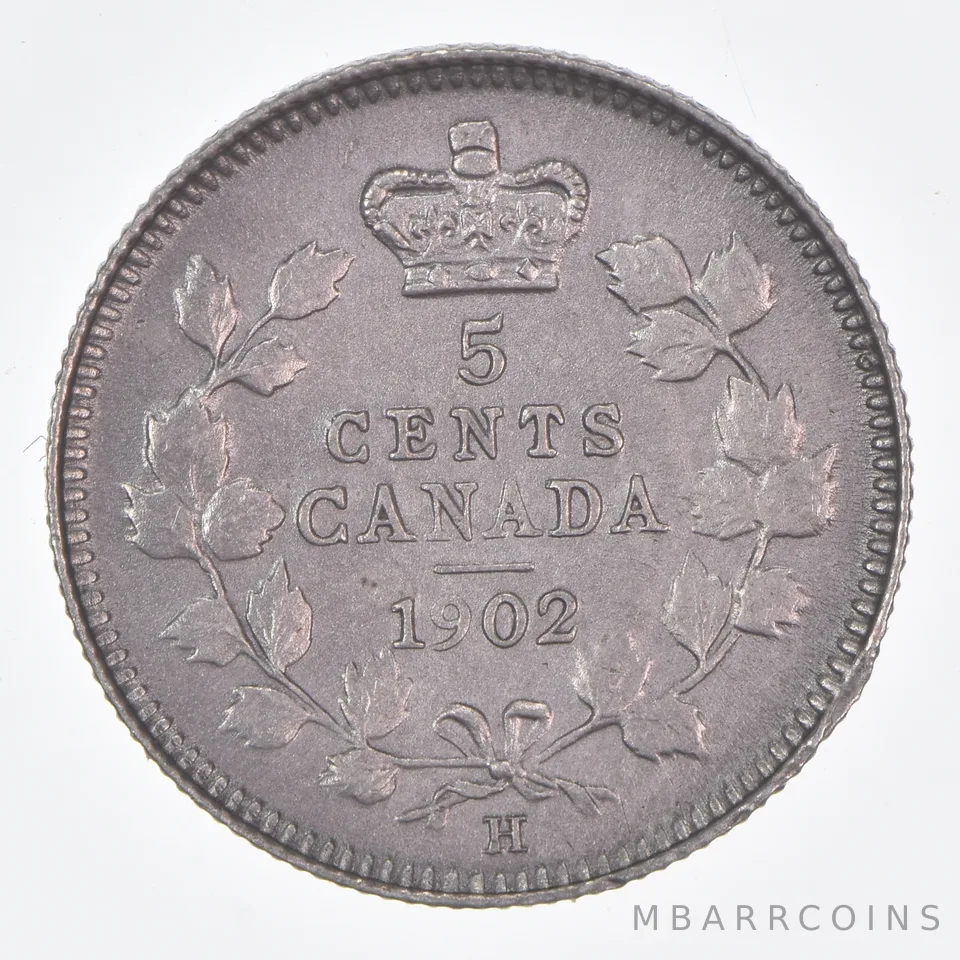 Better Date - 1902 Canada 5 Cents World Coin- Silver *139