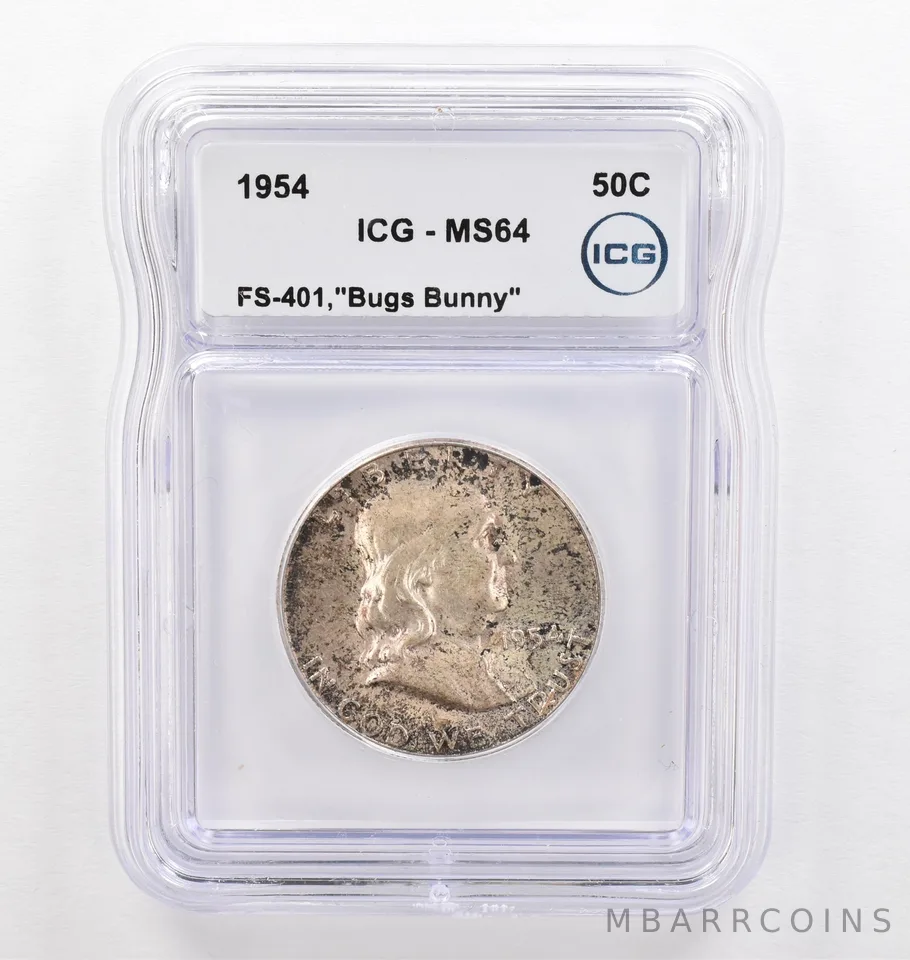1954 Franklin Half Dollar FS-401 Bugs Bunny MS64 ICG Beautiful Tone *0241