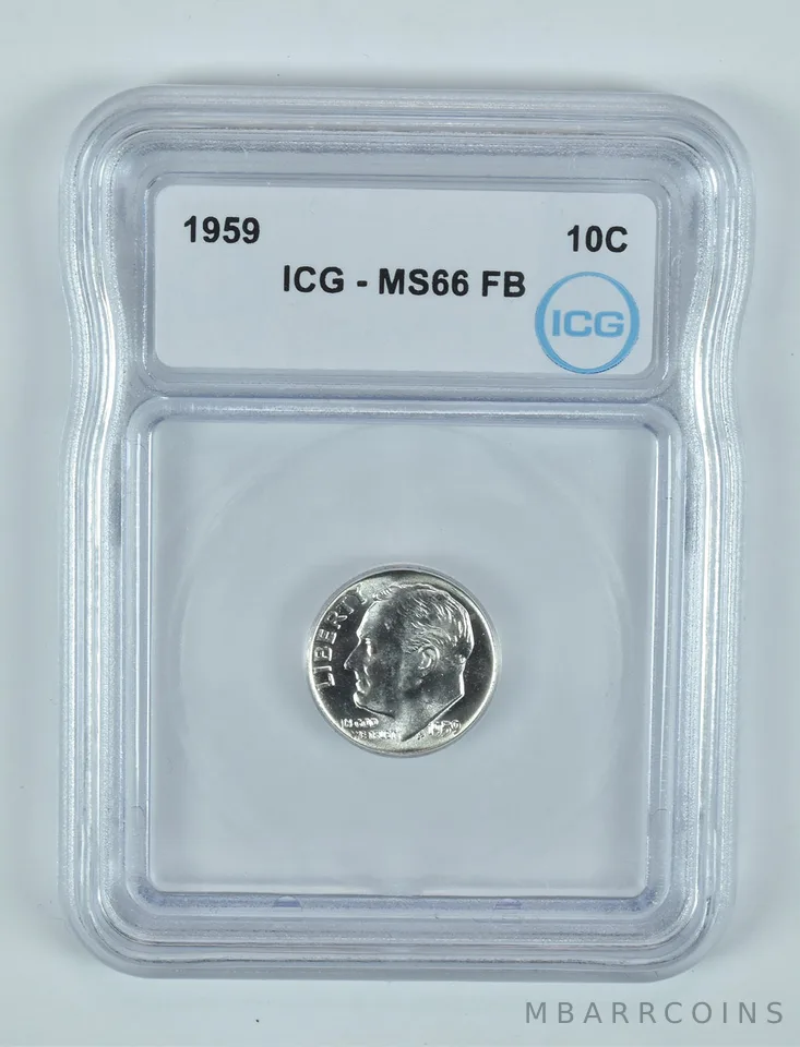 1959 Roosevelt Dime MS66 FB ICG
