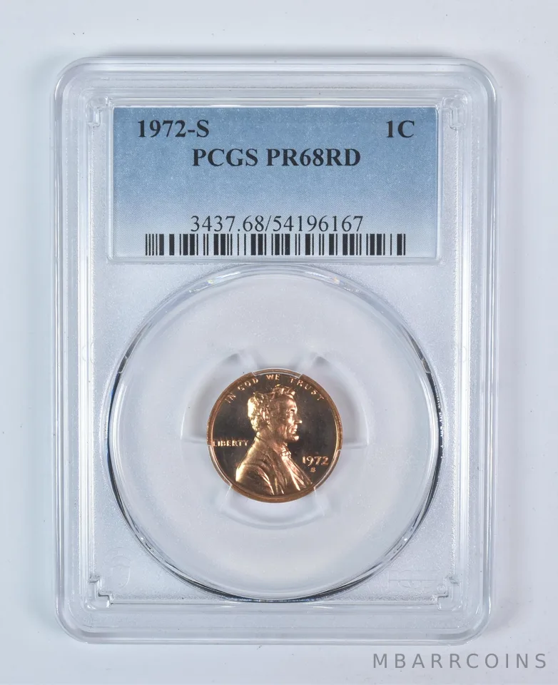 1972-S Lincoln Memorial Cent PR68 RD PCGS Blue Label