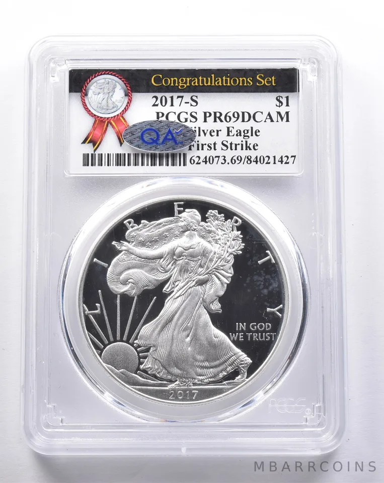 PR69DCAM 2017-S American Silver Eagle FS Congratulations Set QA Check PCGS a3375