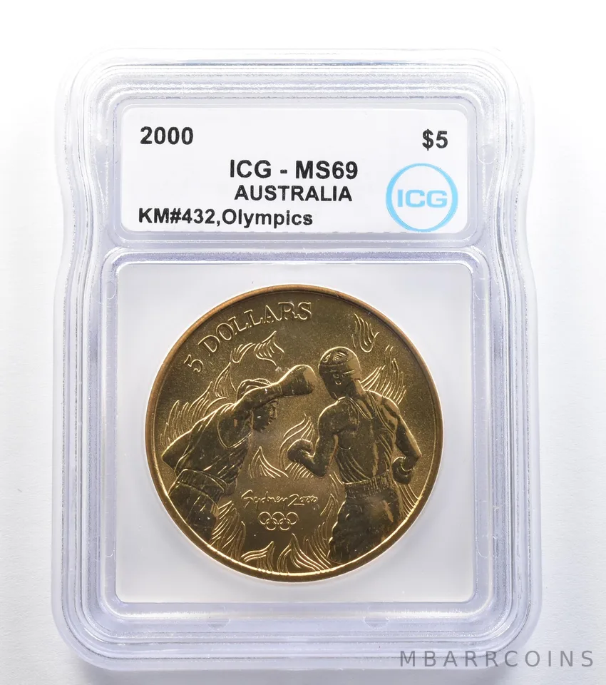 2000 Australia 5 Dollar Sydney Olympics Boxing KM#432 MS69 ICG *7890