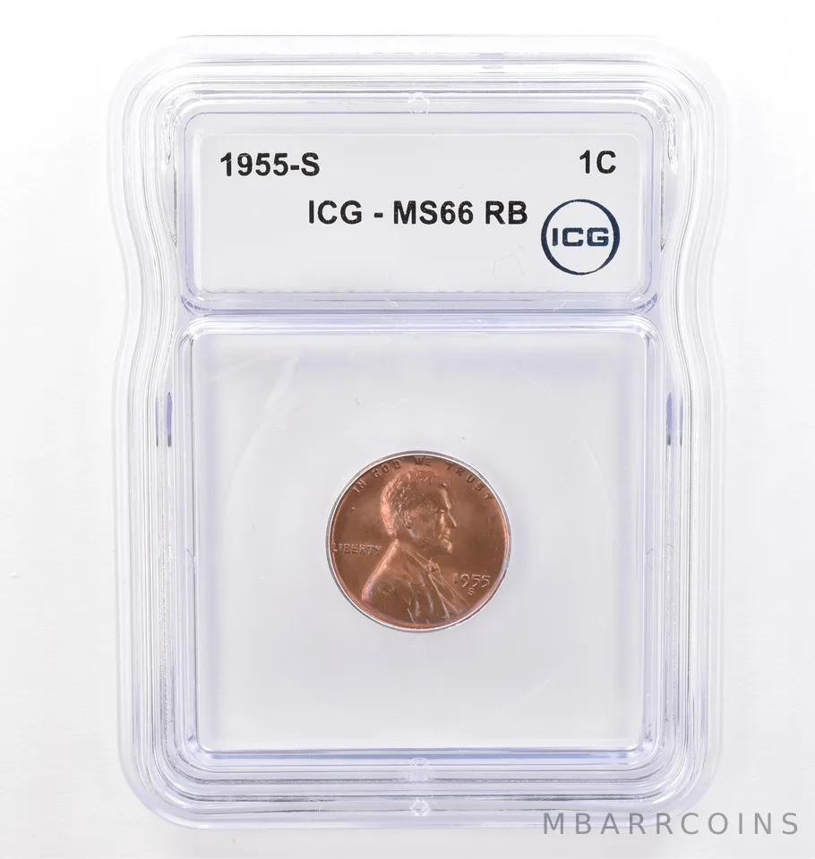 1955-S Lincoln Wheat Cent MS66 RB ICG Beautiful Tone a7719