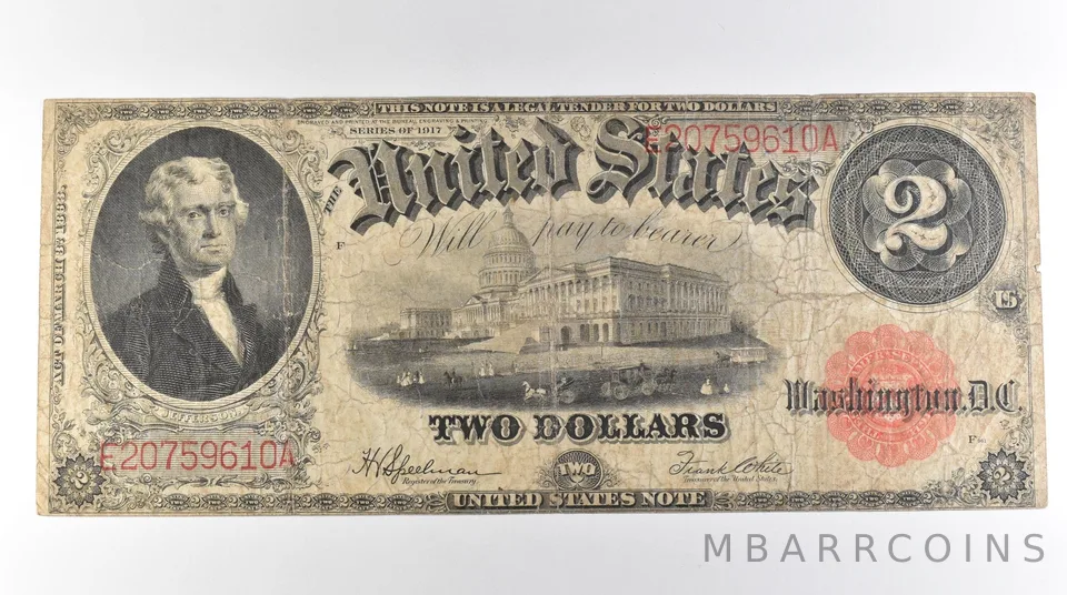 1917 $2 Legal Tender Large Note Red Seal *3081