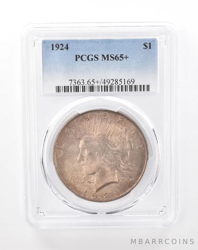 1924 Peace Silver Dollar MS65+ PCGS Beautiful Tone a3065