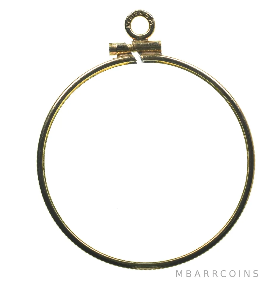 12K 26.9mm Gold Filled $10 Gold Eagle Coin Bezel Pendant Frame Edge *1290