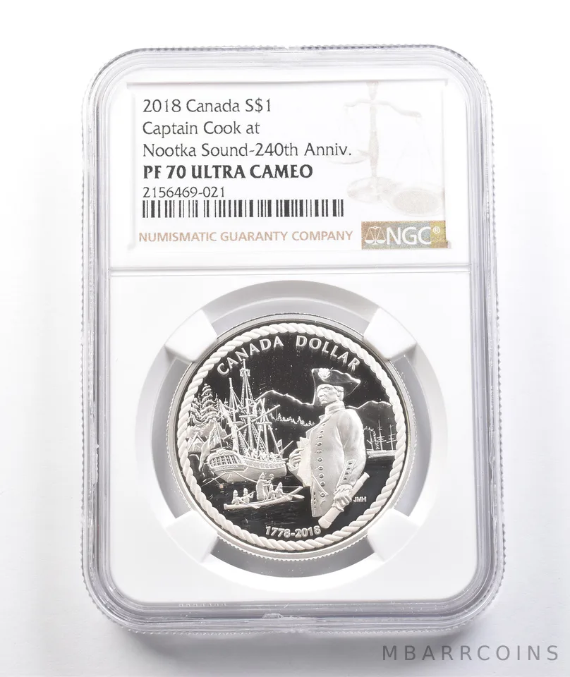 2018 Canada Silver Dollar Capt Cook Nootka Sound 240th Anniv PF70 UCAM NGC *3812