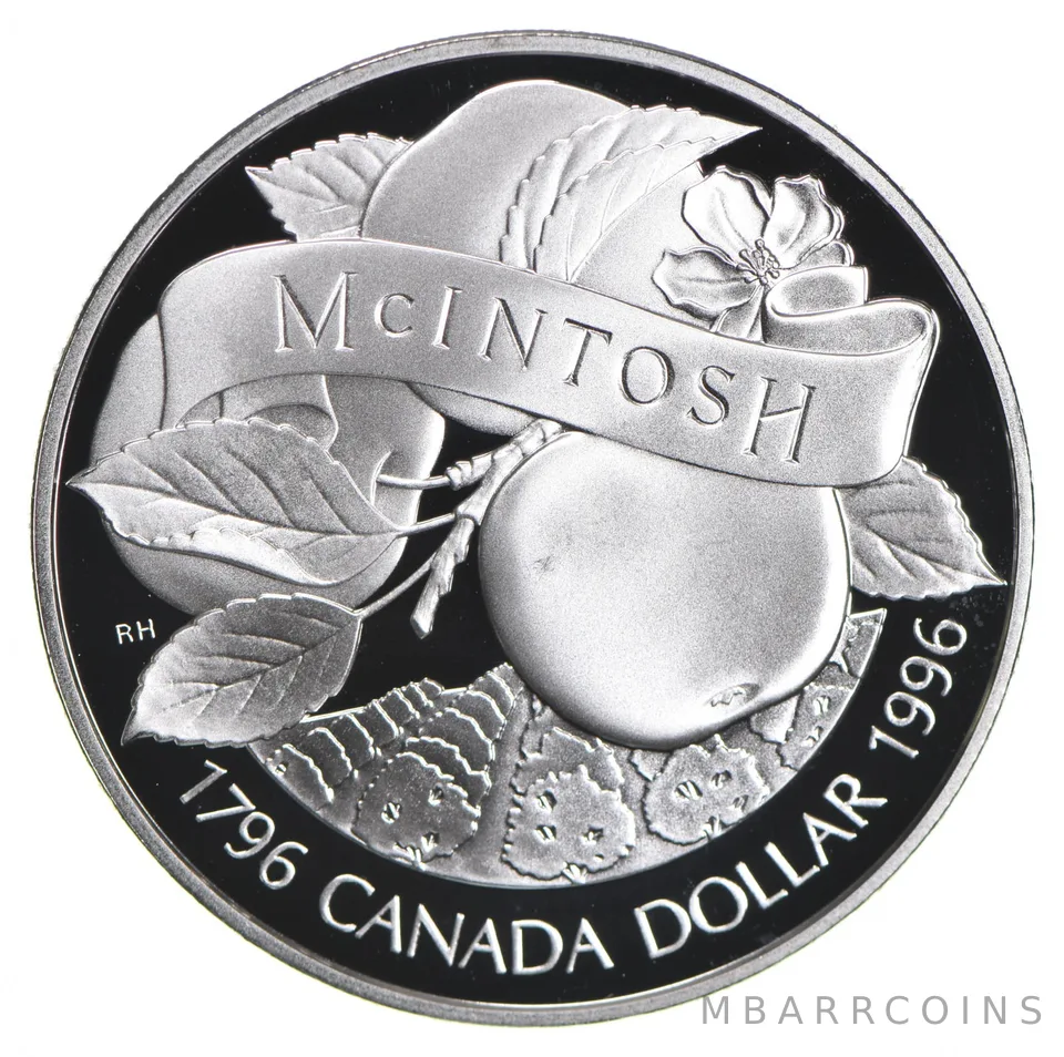 1996 Canada .925 Silver Canadian Silver Dollar - McIntosh Apple