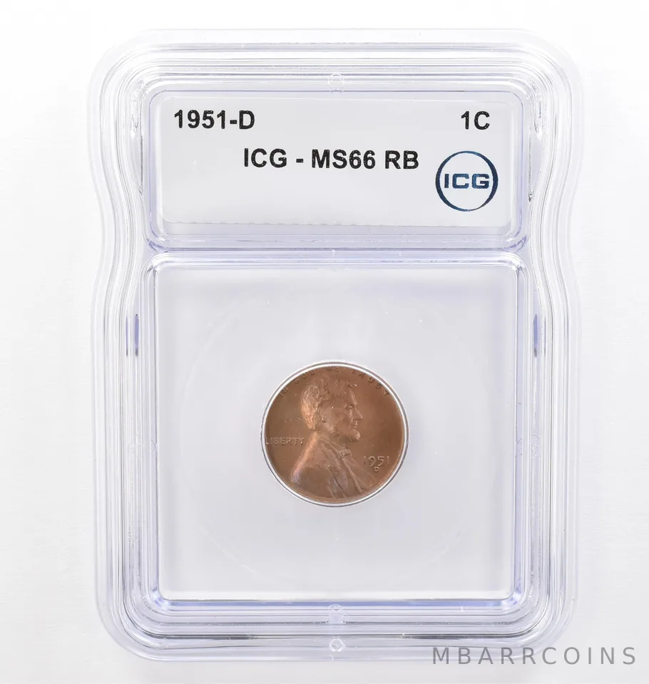 1951-D Lincoln Wheat Cent MS66 RB ICG Beautiful Tone *7732