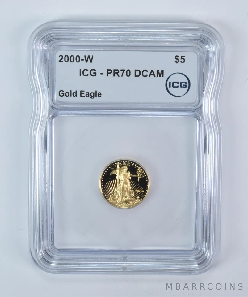 2000-W $5 American Gold Eagle 1/10 Oz Gold PR70 DCAM ICG