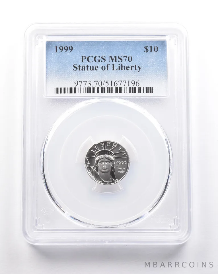 1999 $10 American Platinum Eagle 1/10 Oz 0.1 Oz Platinum MS70 PCGS *5336