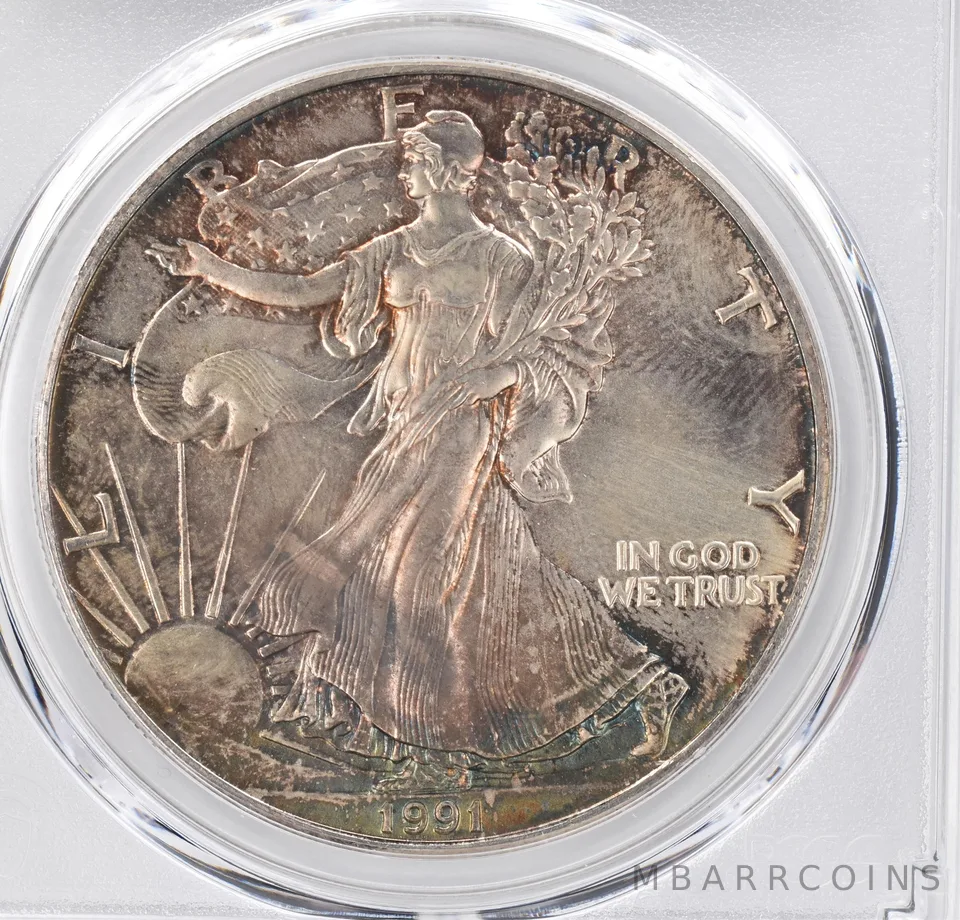 1991 American Silver Eagle MS68 PCGS Beautiful Tone *1253
