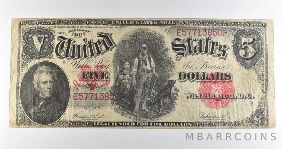 1907 $5 Legal Tender Large Note Red Seal *3543