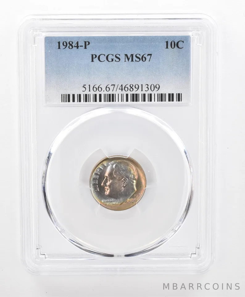 1984-P Roosevelt Dime MS67 PCGS Beautiful Tone *2773