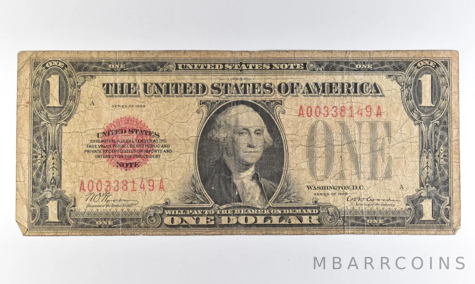 1928 $1 US Legal Tender Note Red Seal *8290
