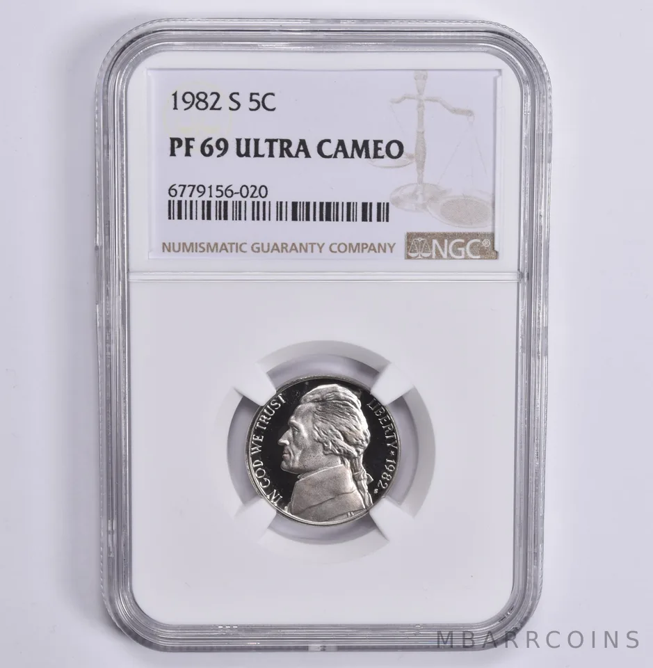 1982-S Jefferson Nickel PF69 UCam NGC Brown Lbl
