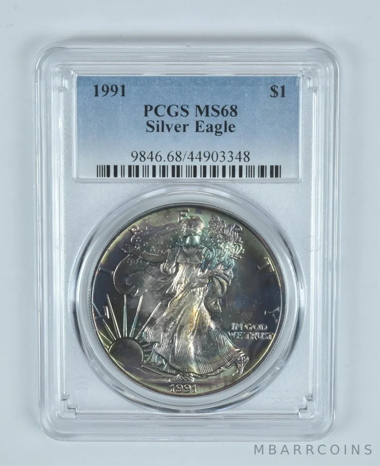 MS68 1991 American Silver Eagle - PCGS Insane Tone! a0818