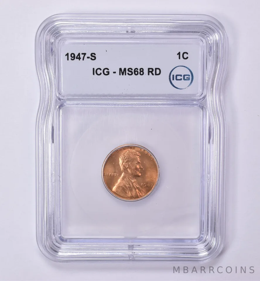 1947-S Lincoln Wheat Cent MS68 RD ICG *0499